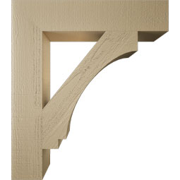 Ekena Millwork - BKTUR055X28X32IMP05RCPR - Timberthane Faux Wood Imperial Style Bracket, Block Ends, 5 1/2"W x 28"D x 32"H, Primed Tan