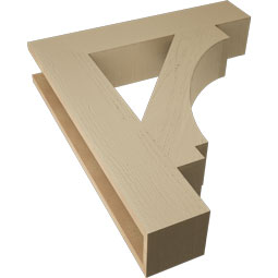 Ekena Millwork - BKTUR055X28X32IMP05RCPR - Timberthane Faux Wood Imperial Style Bracket, Block Ends, 5 1/2"W x 28"D x 32"H, Primed Tan