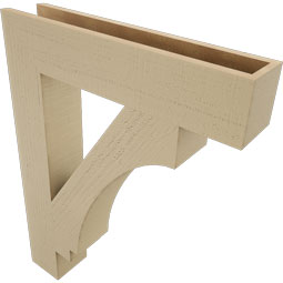 Ekena Millwork - BKTUR055X28X36IMP05RCPR - Timberthane Faux Wood Imperial Style Bracket, Block Ends, 5 1/2"W x 28"D x 36"H, Primed Tan