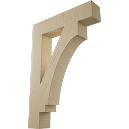 Ekena Millwork - BKTUR055X28X40IMP05RCPR - Timberthane Faux Wood Imperial Style Bracket, Block Ends, 5 1/2"W x 28"D x 40"H, Primed Tan