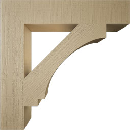 Ekena Millwork - BKTUR055X30X30IMP05RCPR - Timberthane Faux Wood Imperial Style Bracket, Block Ends, 5 1/2"W x 30"D x 30"H, Primed Tan