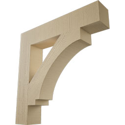 Ekena Millwork - BKTUR055X30X30IMP05RCPR - Timberthane Faux Wood Imperial Style Bracket, Block Ends, 5 1/2"W x 30"D x 30"H, Primed Tan