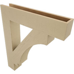 Ekena Millwork - BKTUR055X30X36IMP05RCPR - Timberthane Faux Wood Imperial Style Bracket, Block Ends, 5 1/2"W x 30"D x 36"H, Primed Tan