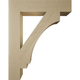 Ekena Millwork - BKTUR055X30X38IMP05RCPR - Timberthane Faux Wood Imperial Style Bracket, Block Ends, 5 1/2"W x 30"D x 38"H, Primed Tan