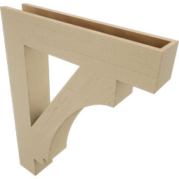 Ekena Millwork - BKTUR055X30X38IMP05RCPR - Timberthane Faux Wood Imperial Style Bracket, Block Ends, 5 1/2"W x 30"D x 38"H, Primed Tan