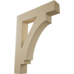 Ekena Millwork - BKTUR055X30X38IMP05RCPR - Timberthane Faux Wood Imperial Style Bracket, Block Ends, 5 1/2"W x 30"D x 38"H, Primed Tan