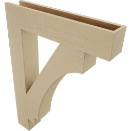 Ekena Millwork - BKTUR055X30X42IMP05RCPR - Timberthane Faux Wood Imperial Style Bracket, Block Ends, 5 1/2"W x 30"D x 42"H, Primed Tan