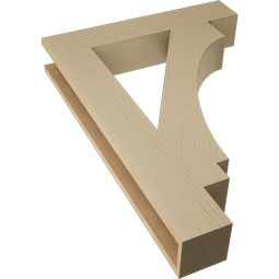 Ekena Millwork - BKTUR055X30X42IMP05RCPR - Timberthane Faux Wood Imperial Style Bracket, Block Ends, 5 1/2"W x 30"D x 42"H, Primed Tan