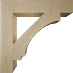 Ekena Millwork - BKTUR055X32X32IMP05RCPR - Timberthane Faux Wood Imperial Style Bracket, Block Ends, 5 1/2"W x 32"D x 32"H, Primed Tan