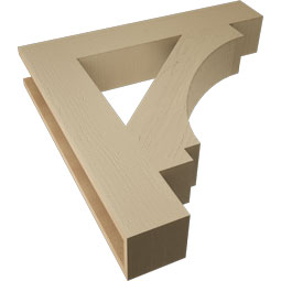Ekena Millwork - BKTUR055X32X32IMP05RCPR - Timberthane Faux Wood Imperial Style Bracket, Block Ends, 5 1/2"W x 32"D x 32"H, Primed Tan