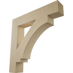 Ekena Millwork - BKTUR055X32X32IMP05RCPR - Timberthane Faux Wood Imperial Style Bracket, Block Ends, 5 1/2"W x 32"D x 32"H, Primed Tan