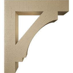 Ekena Millwork - BKTUR055X32X36IMP05RCPR - Timberthane Faux Wood Imperial Style Bracket, Block Ends, 5 1/2"W x 32"D x 36"H, Primed Tan