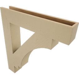 Ekena Millwork - BKTUR055X32X36IMP05RCPR - Timberthane Faux Wood Imperial Style Bracket, Block Ends, 5 1/2"W x 32"D x 36"H, Primed Tan