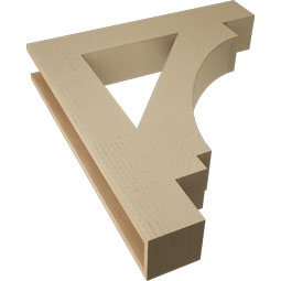 Ekena Millwork - BKTUR055X32X36IMP05RCPR - Timberthane Faux Wood Imperial Style Bracket, Block Ends, 5 1/2"W x 32"D x 36"H, Primed Tan