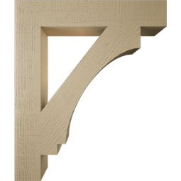 Ekena Millwork - BKTUR055X32X38IMP05RCPR - Timberthane Faux Wood Imperial Style Bracket, Block Ends, 5 1/2"W x 32"D x 38"H, Primed Tan