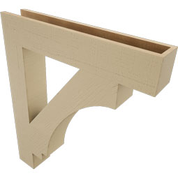 Ekena Millwork - BKTUR055X32X38IMP05RCPR - Timberthane Faux Wood Imperial Style Bracket, Block Ends, 5 1/2"W x 32"D x 38"H, Primed Tan