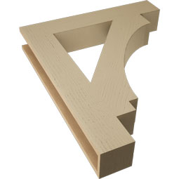 Ekena Millwork - BKTUR055X32X38IMP05RCPR - Timberthane Faux Wood Imperial Style Bracket, Block Ends, 5 1/2"W x 32"D x 38"H, Primed Tan