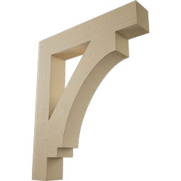 Ekena Millwork - BKTUR055X32X38IMP05RCPR - Timberthane Faux Wood Imperial Style Bracket, Block Ends, 5 1/2"W x 32"D x 38"H, Primed Tan
