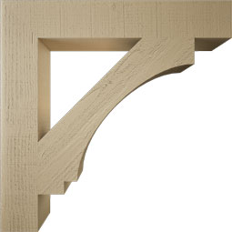 Ekena Millwork - BKTUR055X34X34IMP05RCPR - Timberthane Faux Wood Imperial Style Bracket, Block Ends, 5 1/2"W x 34"D x 34"H, Primed Tan