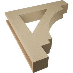 Ekena Millwork - BKTUR055X34X34IMP05RCPR - Timberthane Faux Wood Imperial Style Bracket, Block Ends, 5 1/2"W x 34"D x 34"H, Primed Tan