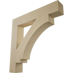 Ekena Millwork - BKTUR055X34X34IMP05RCPR - Timberthane Faux Wood Imperial Style Bracket, Block Ends, 5 1/2"W x 34"D x 34"H, Primed Tan