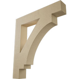 Ekena Millwork - BKTUR055X34X38IMP05RCPR - Timberthane Faux Wood Imperial Style Bracket, Block Ends, 5 1/2"W x 34"D x 38"H, Primed Tan