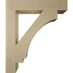 Ekena Millwork - BKTUR055X34X40IMP05RCPR - Timberthane Faux Wood Imperial Style Bracket, Block Ends, 5 1/2"W x 34"D x 40"H, Primed Tan