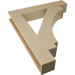 Ekena Millwork - BKTUR055X34X40IMP05RCPR - Timberthane Faux Wood Imperial Style Bracket, Block Ends, 5 1/2"W x 34"D x 40"H, Primed Tan