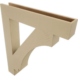 Ekena Millwork - BKTUR055X34X42IMP05RCPR - Timberthane Faux Wood Imperial Style Bracket, Block Ends, 5 1/2"W x 34"D x 42"H, Primed Tan