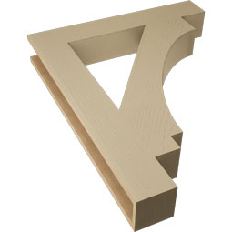 Ekena Millwork - BKTUR055X34X42IMP05RCPR - Timberthane Faux Wood Imperial Style Bracket, Block Ends, 5 1/2"W x 34"D x 42"H, Primed Tan
