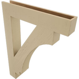 Ekena Millwork - BKTUR055X34X46IMP05RCPR - Timberthane Faux Wood Imperial Style Bracket, Block Ends, 5 1/2"W x 34"D x 46"H, Primed Tan