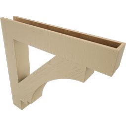 Ekena Millwork - BKTUR055X36X36IMP05RCPR - Timberthane Faux Wood Imperial Style Bracket, Block Ends, 5 1/2"W x 36"D x 36"H, Primed Tan