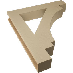 Ekena Millwork - BKTUR055X36X40IMP05RCPR - Timberthane Faux Wood Imperial Style Bracket, Block Ends, 5 1/2"W x 36"D x 40"H, Primed Tan