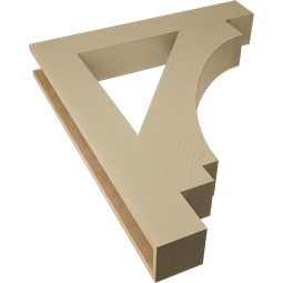 Ekena Millwork - BKTUR055X36X42IMP05RCPR - Timberthane Faux Wood Imperial Style Bracket, Block Ends, 5 1/2"W x 36"D x 42"H, Primed Tan