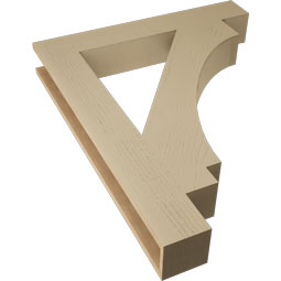 Ekena Millwork - BKTUR055X36X44IMP05RCPR - Timberthane Faux Wood Imperial Style Bracket, Block Ends, 5 1/2"W x 36"D x 44"H, Primed Tan