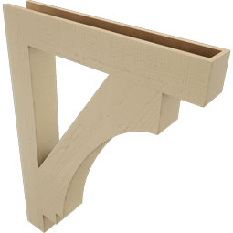 Ekena Millwork - BKTUR055X36X48IMP05RCPR - Timberthane Faux Wood Imperial Style Bracket, Block Ends, 5 1/2"W x 36"D x 48"H, Primed Tan