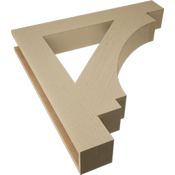 Ekena Millwork - BKTUR055X38X38IMP05RCPR - Timberthane Faux Wood Imperial Style Bracket, Block Ends, 5 1/2"W x 38"D x 38"H, Primed Tan