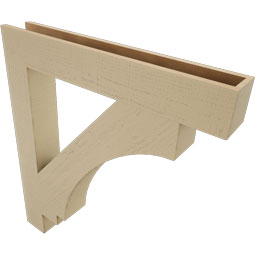 Ekena Millwork - BKTUR055X38X42IMP05RCPR - Timberthane Faux Wood Imperial Style Bracket, Block Ends, 5 1/2"W x 38"D x 42"H, Primed Tan
