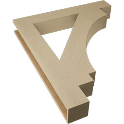Ekena Millwork - BKTUR055X38X44IMP05RCPR - Timberthane Faux Wood Imperial Style Bracket, Block Ends, 5 1/2"W x 38"D x 44"H, Primed Tan