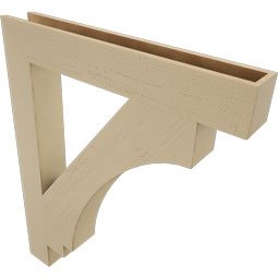 Ekena Millwork - BKTUR055X38X46IMP05RCPR - Timberthane Faux Wood Imperial Style Bracket, Block Ends, 5 1/2"W x 38"D x 46"H, Primed Tan