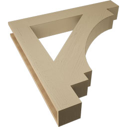 Ekena Millwork - BKTUR055X40X40IMP05RCPR - Timberthane Faux Wood Imperial Style Bracket, Block Ends, 5 1/2"W x 40"D x 40"H, Primed Tan