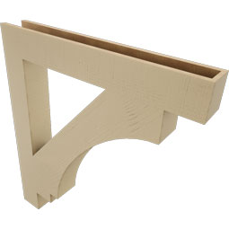 Ekena Millwork - BKTUR055X40X44IMP05RCPR - Timberthane Faux Wood Imperial Style Bracket, Block Ends, 5 1/2"W x 40"D x 44"H, Primed Tan