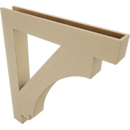 Ekena Millwork - BKTUR055X40X48IMP05RCPR - Timberthane Faux Wood Imperial Style Bracket, Block Ends, 5 1/2"W x 40"D x 48"H, Primed Tan