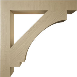 Ekena Millwork - BKTUR055X42X42IMP05RCPR - Timberthane Faux Wood Imperial Style Bracket, Block Ends, 5 1/2"W x 42"D x 42"H, Primed Tan