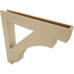 Ekena Millwork - BKTUR055X42X42IMP05RCPR - Timberthane Faux Wood Imperial Style Bracket, Block Ends, 5 1/2"W x 42"D x 42"H, Primed Tan