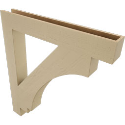 Ekena Millwork - BKTUR055X42X48IMP05RCPR - Timberthane Faux Wood Imperial Style Bracket, Block Ends, 5 1/2"W x 42"D x 48"H, Primed Tan