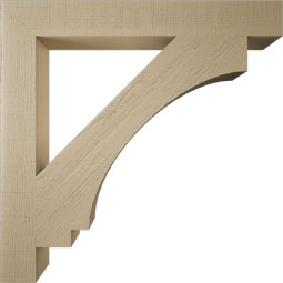 Ekena Millwork - BKTUR055X44X44IMP05RCPR - Timberthane Faux Wood Imperial Style Bracket, Block Ends, 5 1/2"W x 44"D x 44"H, Primed Tan