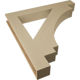 Ekena Millwork - BKTUR055X44X44IMP05RCPR - Timberthane Faux Wood Imperial Style Bracket, Block Ends, 5 1/2"W x 44"D x 44"H, Primed Tan