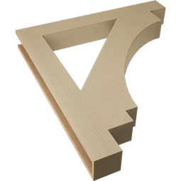 Ekena Millwork - BKTUR055X44X48IMP05RCPR - Timberthane Faux Wood Imperial Style Bracket, Block Ends, 5 1/2"W x 44"D x 48"H, Primed Tan