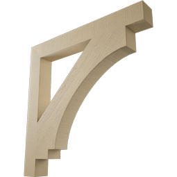 Ekena Millwork - BKTUR055X46X46IMP05RCPR - Timberthane Faux Wood Imperial Style Bracket, Block Ends, 5 1/2"W x 46"D x 46"H, Primed Tan